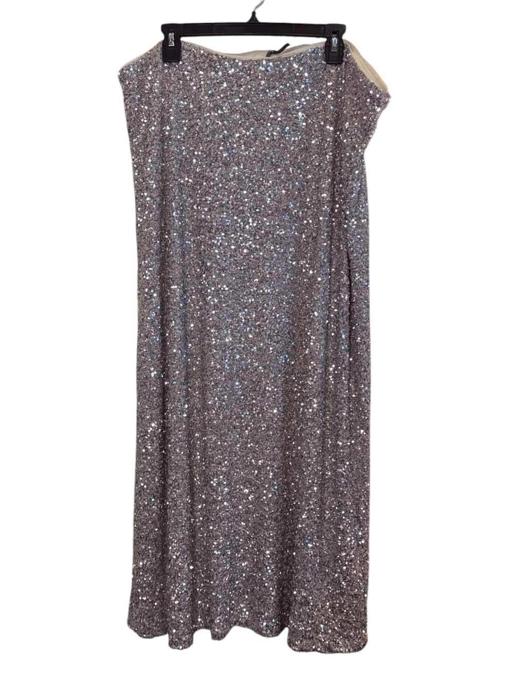 Anthropologie Plus Women’s Silver Metallic Sparkly Holiday Maxi Skirt sz 3X